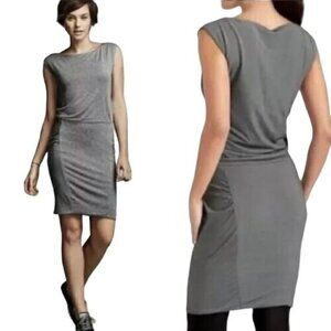 ATHLETA Westwood Micro Stripe Ruched Side Sleeveless Knee Length Dress Small